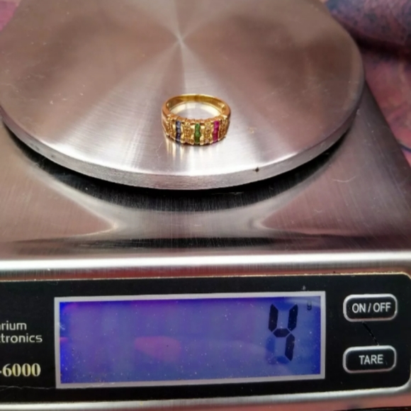 18K YELLOW GOLD NATURAL DIAMOND EMERALD RING S 5.5 - Picture 6 of 8